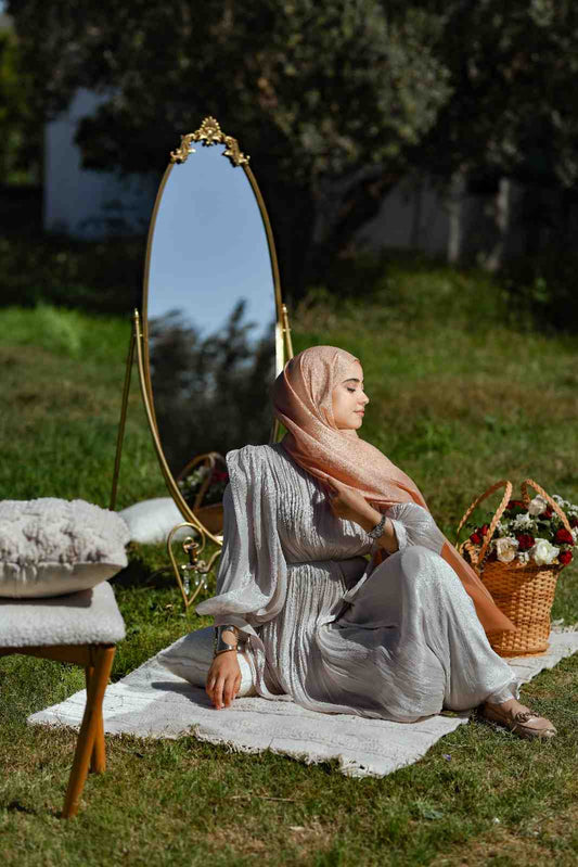 Hijab crèpe de soie bronze claire 10/5836