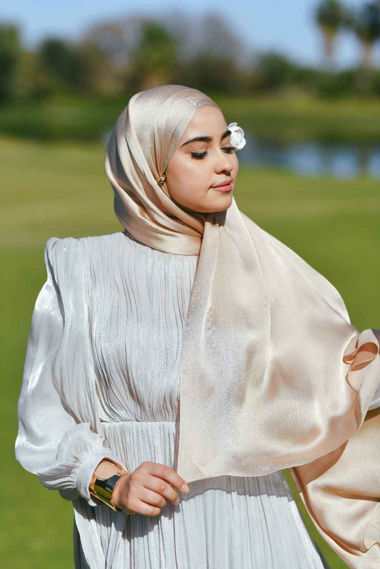 Hijab satin de soie grège 53/4990