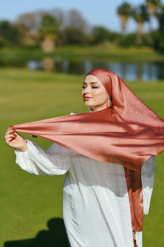 Hijab satin de soi rouge brique 15/4990