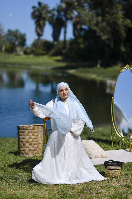 hijab chifon de soie bleu ciel 18/5510