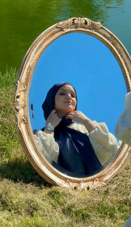 Hijab chifon de soie bleu marine 30/5510