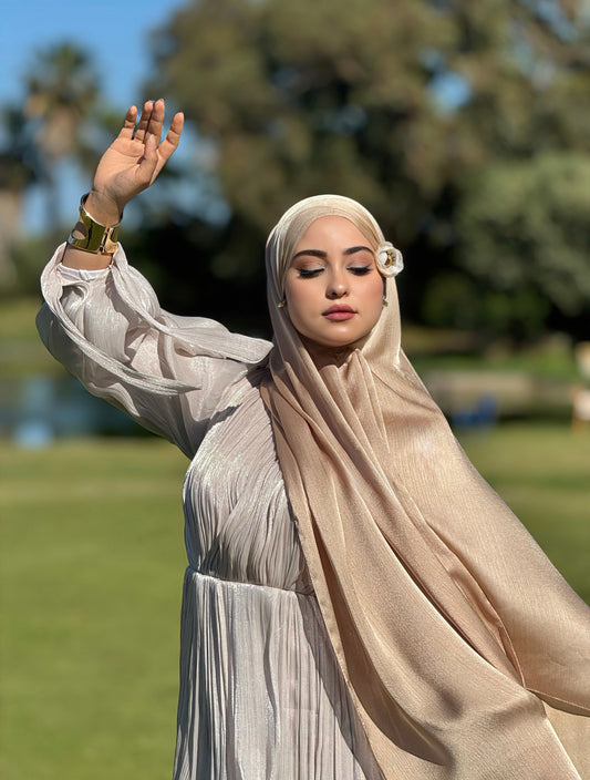 Hijab satin de soie gold foncé 176/4990